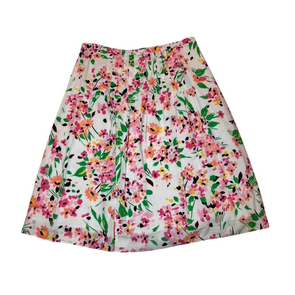 Talbots Petites Skirt Size 4 Floral Pleated Cotton A Line Spring Summer